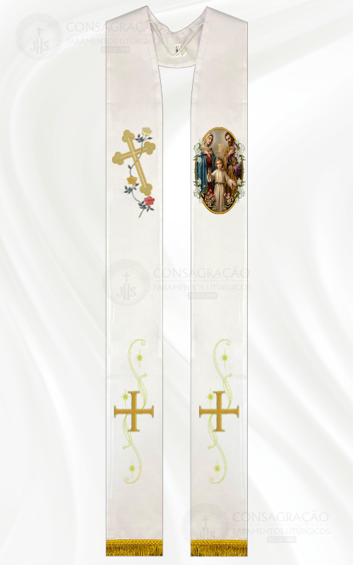 Estola Sacerdotal Sagrada Família com Franja