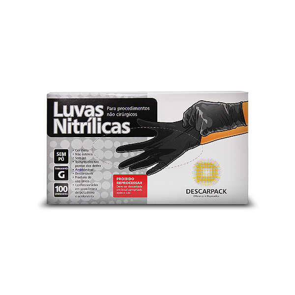 Luva Descarpack Preta sem Pó Tam G