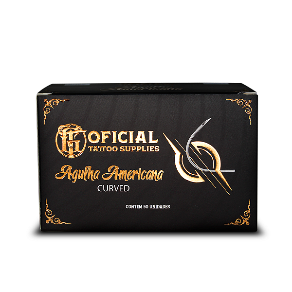 Agulha Americana para Piercing S-14G - Curva -  GT Oficial - 50 un