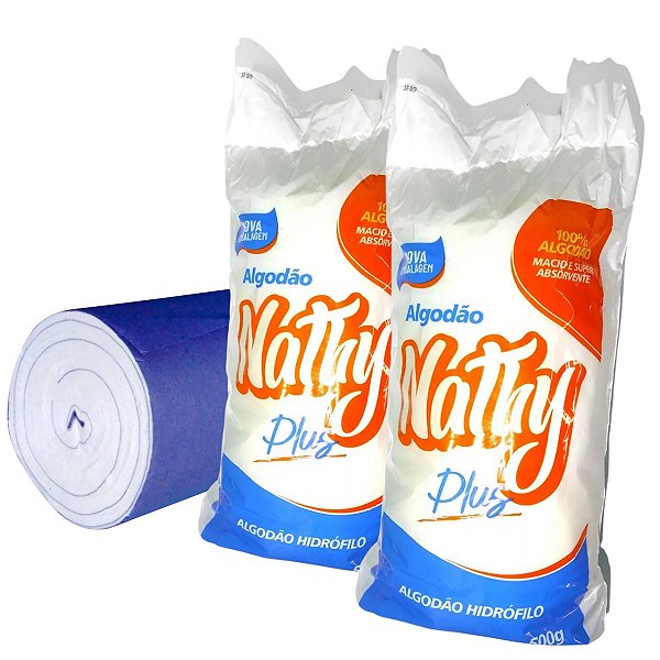 Kit 2x Algodão Hidrófilo Rolo Nathy 500g
