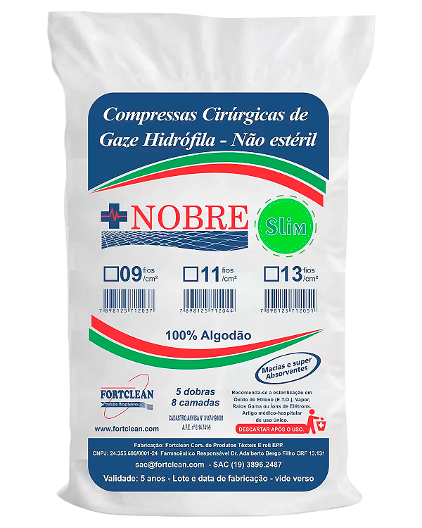 Kit 2x Compressa De Gaze 9 Fios Hidrófila 180g Nobre