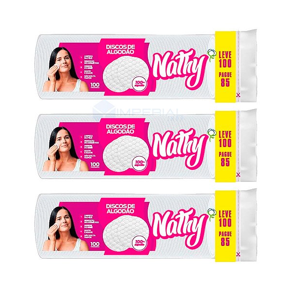 Kit 3x Discos De Algodão Dupla Face Nathy 100Un