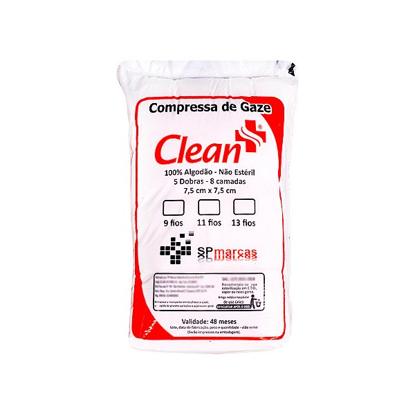 Kit 2x Compressa De Gaze 13 Fios Clean 240g
