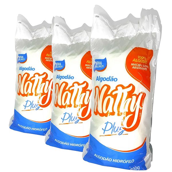 Kit 3x Algodão Hidrófilo Rolo Nathy 500g