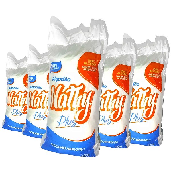 Kit 5x Algodão Hidrófilo Rolo Nathy 500g