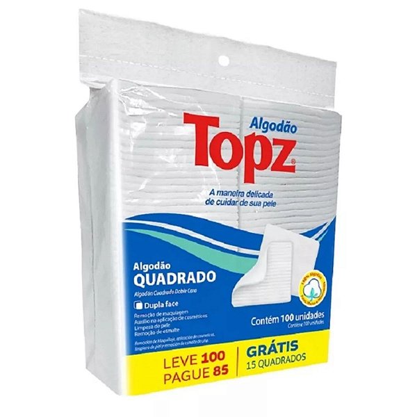 Kit 5x Algodão Quadrado 100Un TOPZ