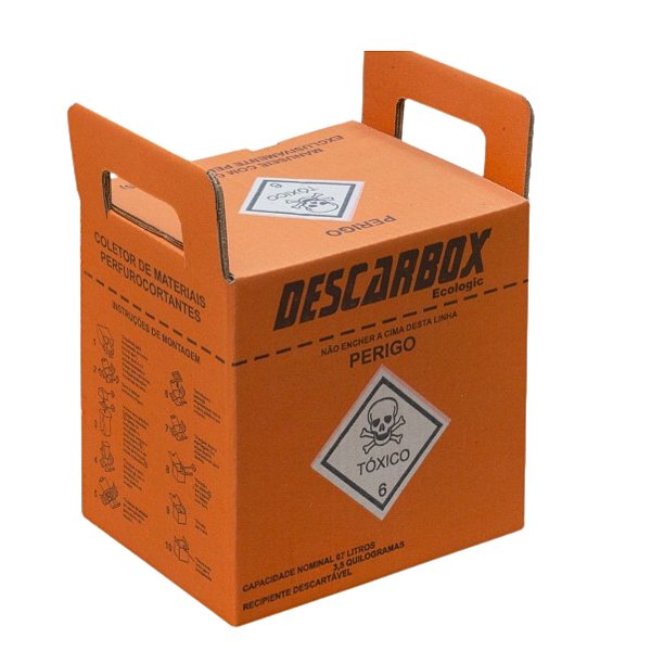 Kit 3x Coletor Perfurocortante 7L Laranja Descarbox
