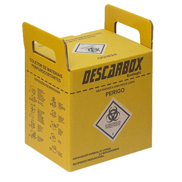 Kit 20x Coletor Perfur 7L Amarelo Descarbox Ecologic