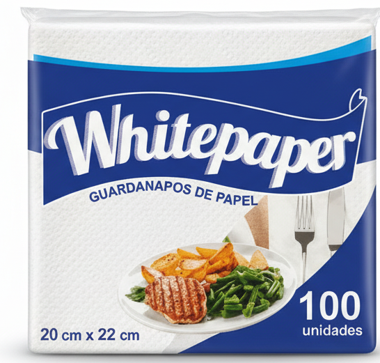 KIT 10X GUARDANAPO 20X22 WHITE PAPER C/ 100 UNID