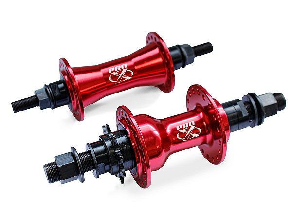 Par de Cubos BMX 36 Furos Rolamentados Cog 9 Vermelho