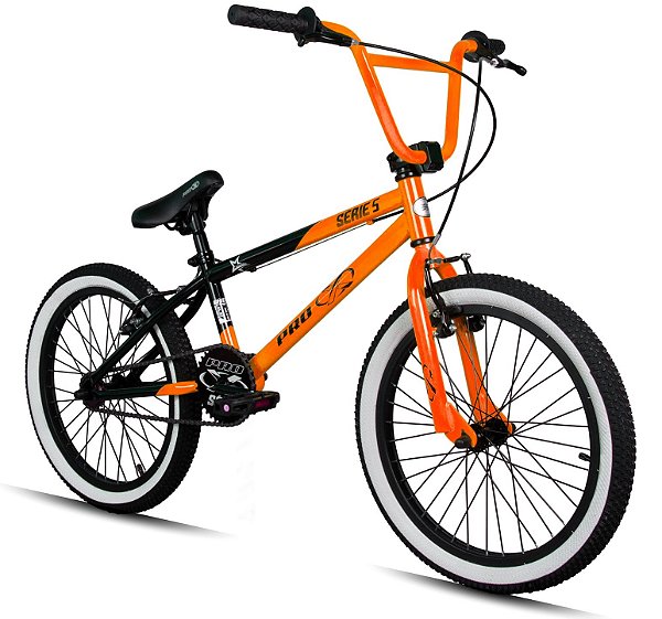 Bicicleta Bmx Aro 20 Retro ProX Serie 5 Pneu Balão Laranja e Preto