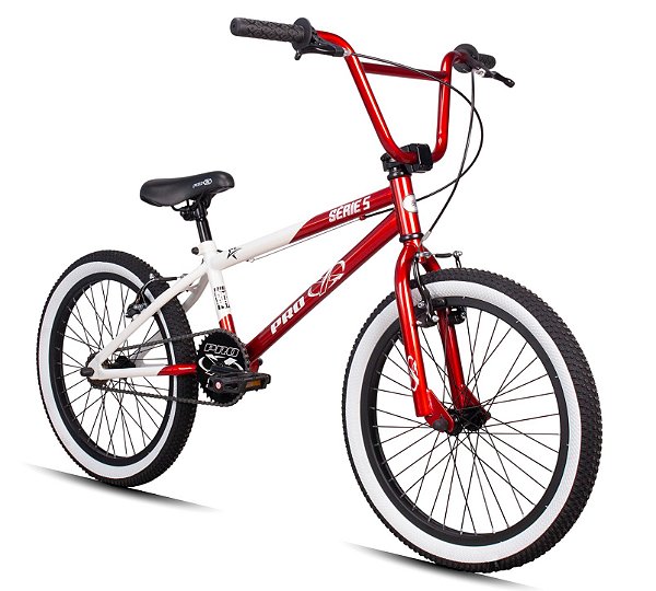 Bicicleta Bmx Aro 20 Retro ProX Serie 5 Pneu Balão Vermelho Branco