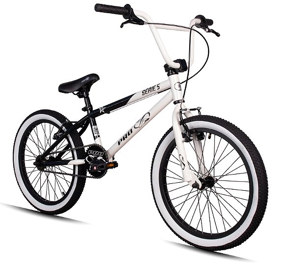 Bicicleta Bmx Aro 20 Retro ProX Serie 5 Pneu Balão Branco Preto