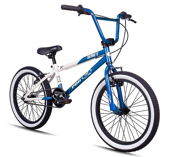 Bicicleta Bmx Aro 20 Retro ProX Serie 5 Pneu Balão Azul Branco
