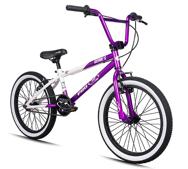 Bicicleta Bmx Aro 20 Retro ProX Serie 5 Pneu Balão Roxo Branco