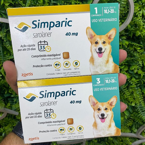 Simparic 40mg para cães de  10,1kg a 20kg