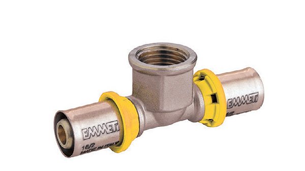 TEE FEMEA P/GAS 16MM X 1/2" X 16MM - PRENSAR