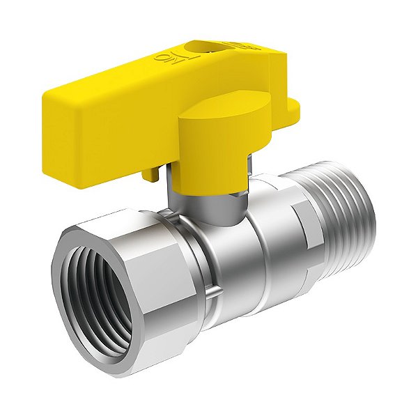 VÁLVULA RETA P/ GAS - 1/2" MACHO X 1/2" FÊMEA