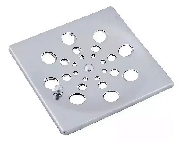 Ralo Tampa Grelha Quadrada 10x10 Com Fecho Rotativo Abre E Fecha Em Aço Inox (Sem porta Grelha)