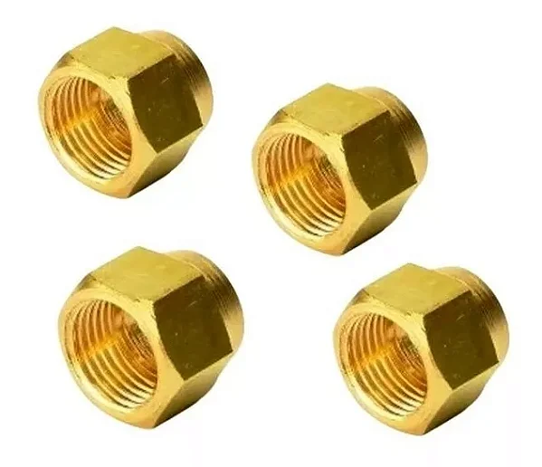 KIT 04 PORCAS FLANGE 3/8 SAE LATAO USINADA PARA GÁS E REFRIGERAÇÃO