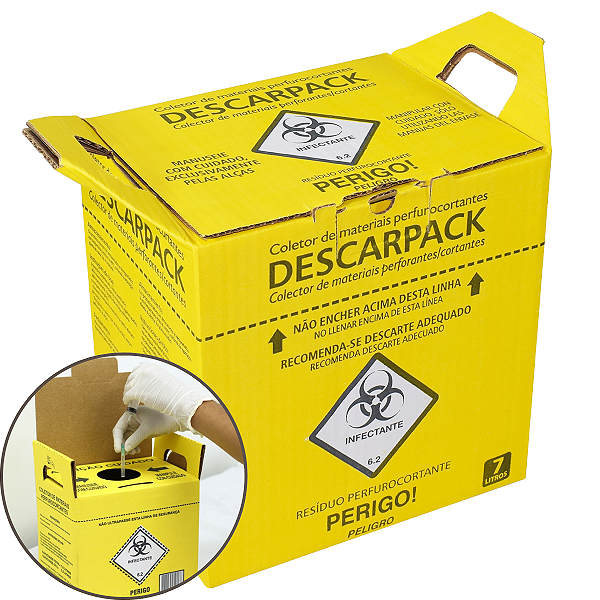 Caixa coletora Para Material Perfurocortante 7 Litros -  Descarpack