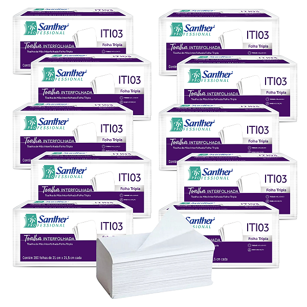 Papel Interfolha Folha Tripla Super Macia Inovatta fardo com 12 pacotes com 200 folhas 100% Celulose - 2400 Fls