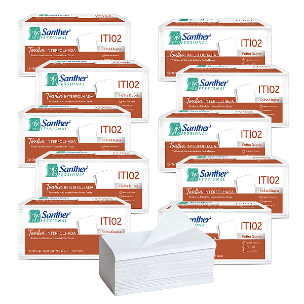 Papel Interfolha Folha Dupla Super Macia Inovatta fardo com 10 pacotes com 240 folhas 100% Celulose - 2400 Fls