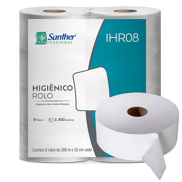 Papel Higiênico Rolão Folha Simples Branco Macio 2400 Metros - Santher Inovatta