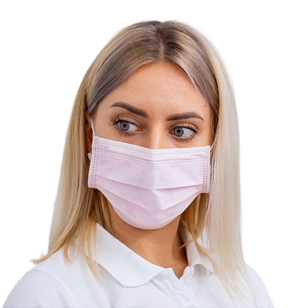 Máscara Descartável Inoven Tripla Camada em TNT com elástico e Clip Nasal  Rosa - 50 unidades