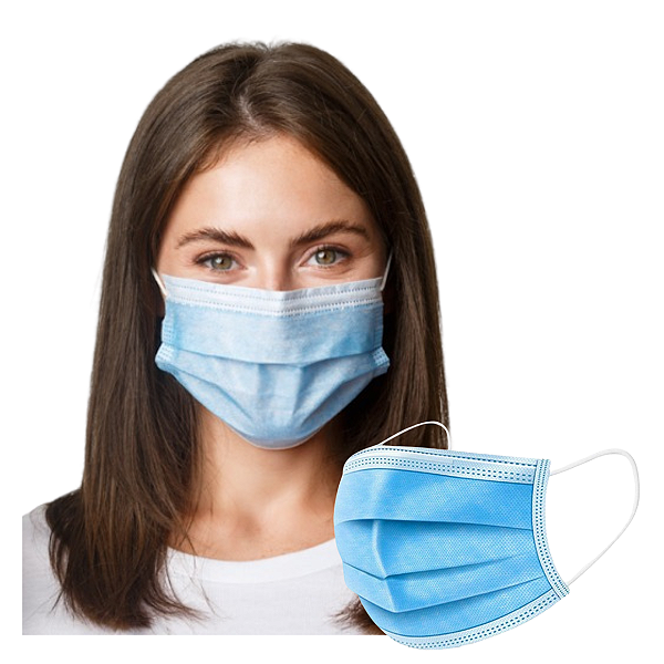 Máscara Descartável Inoven Tripla camada em TNT com elástico e Clip Nasal Azul  - 50 unidades
