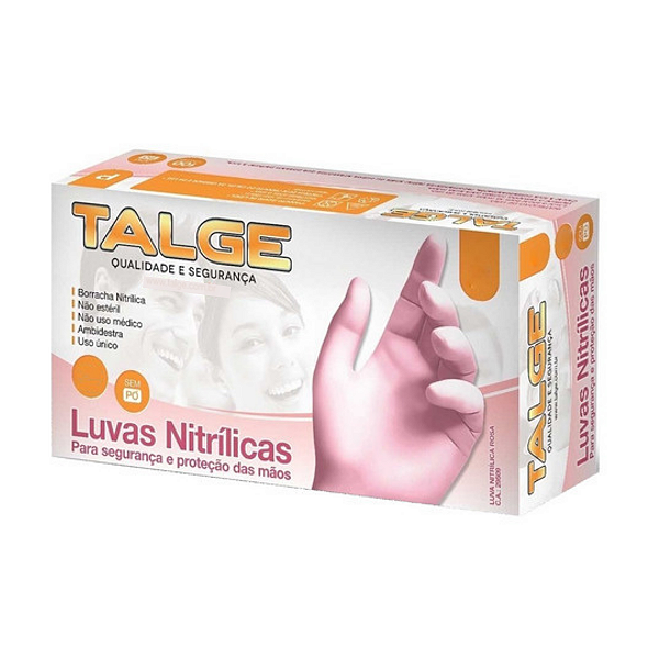 Luvas descartáveis Nitrílicas sem pó Talge Rosa - 100 unidades