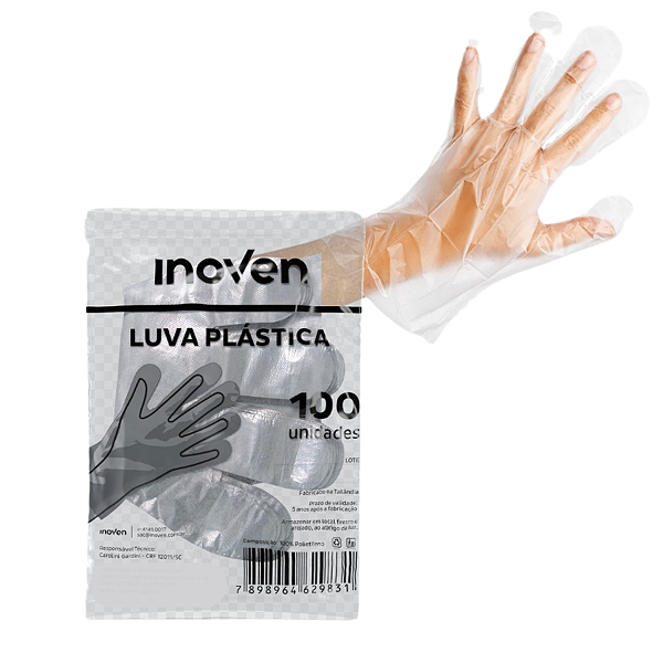 LUVA PLASTICA DESCARTAVEL INOVEN TAMANHO UNICO XG KIT 1000 UNIDADES