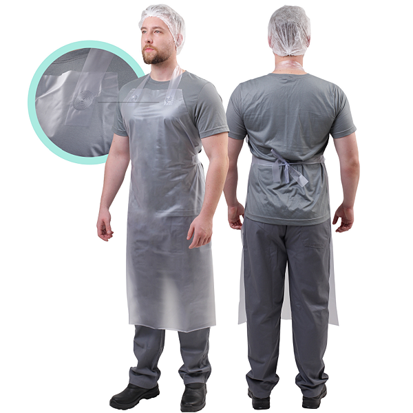 Avental Impermeável em Vinil Transparente 70 x 120cm com cordão de Fitilho Slim Prevemax