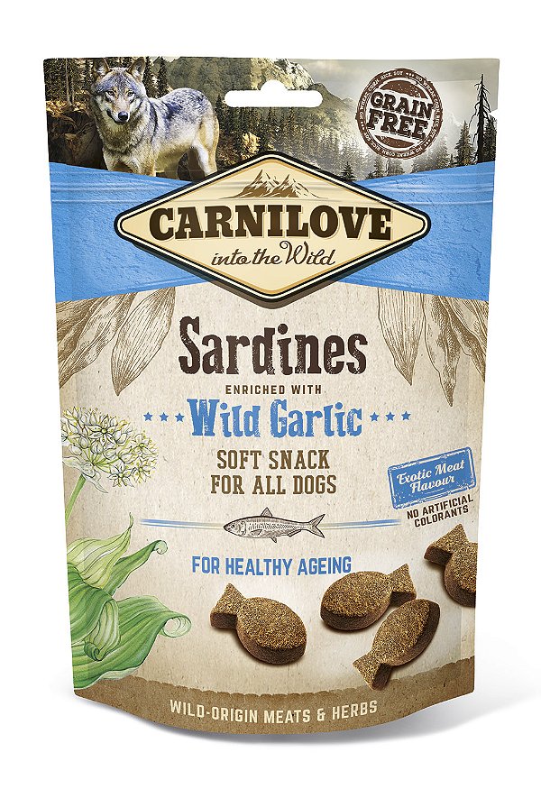 Snack Macio de Sardinha e Alho Selvagem 200g - Carnilove