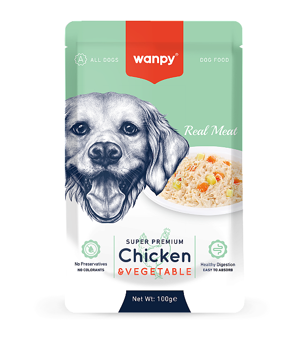 Sachê de alimento úmido com Frango e Vegetais - Wanpy