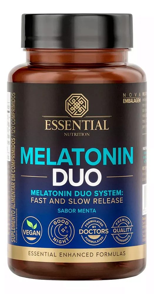 MELATONIN DUO 120 COMP - ESSENTIAL NUTRITION - SABOR MENTA