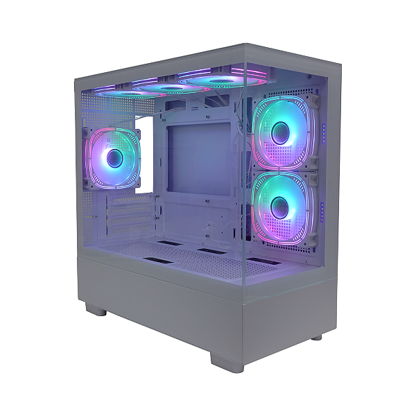 GABINETE MATX BRAZILPC GAMER BPC-K215 BRANCO COM 6 COOLER (1xUSB3.0/1xUSB/LATERAL DE VIDRO SEM FONTE) BOX