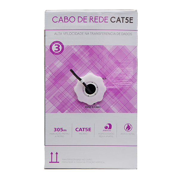CABO CFTV CAT5E 24AWG CAIXA 305 METROS PRETO BOX