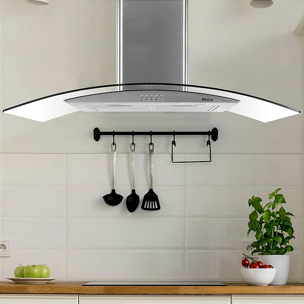 COIFA E DEPURADOR DE PAREDE PHILCO  PCO 90G  DUPLA FILTRAGEM CURVA INOX 2 EM 1 90CM 220W 220V (OUTLE