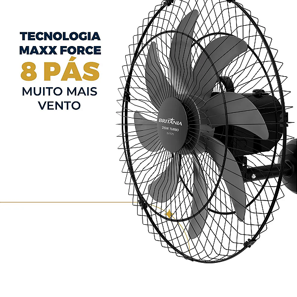 VENTILADOR DE PAREDE BRITANIA BVT675 215W 127V PRETO (OUTLET) OPEN