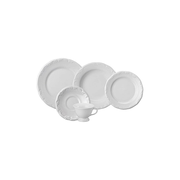 APARELHO DE JANTAR E CHA SCHMIDT EM PORCELANA 20 PECAS BRANCO (OUTLET) BOX