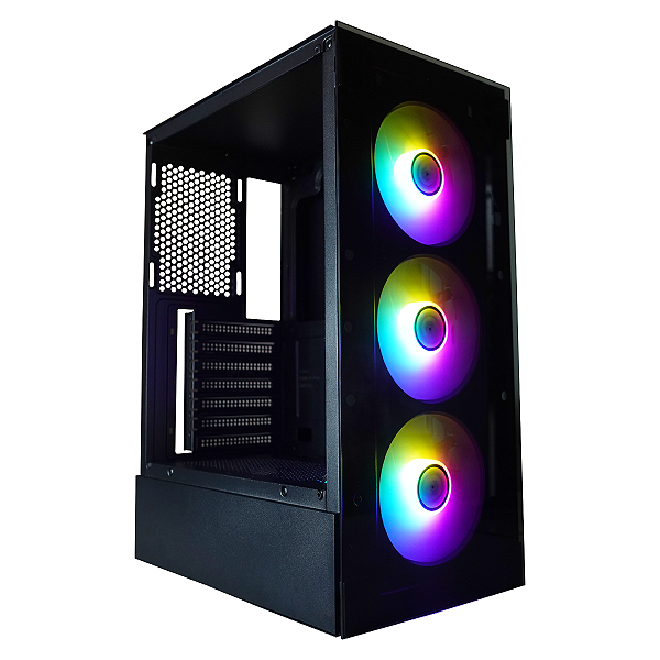 GABINETE ATX BRAZILPC GAMER BPC-3A505 BLACK (2xUSB/VIDRO/ C/ 3 COOLERS RAINBOW) S/ FONTE BOX