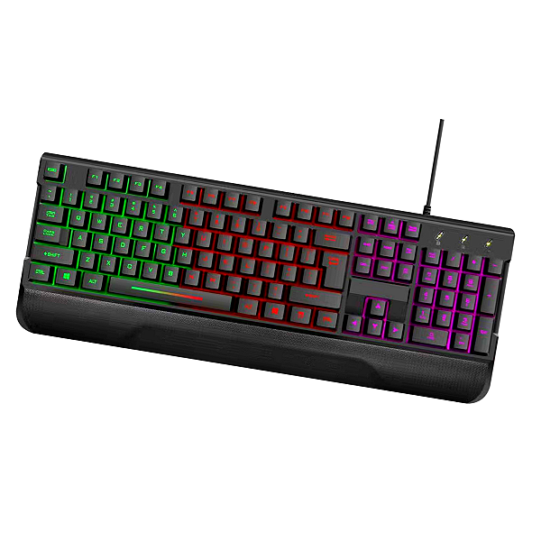 TECLADO USB BRAZILPC SEMI MECANICO GAMER BPC-K7038 PRETO COM ILUMINAÇÃO RAINBOW BOX   IF