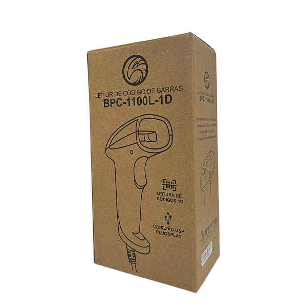LEITOR CODIGO DE BARRAS LASER USB BRAZILPC BPC-1100L-1D (FEBRABAN) BOX I