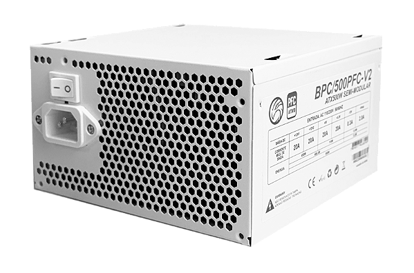 FONTE ATX 500W APFC BRAZILPC BPC/500PFC-V2 SMT 24 PINOS BRANCO BOX