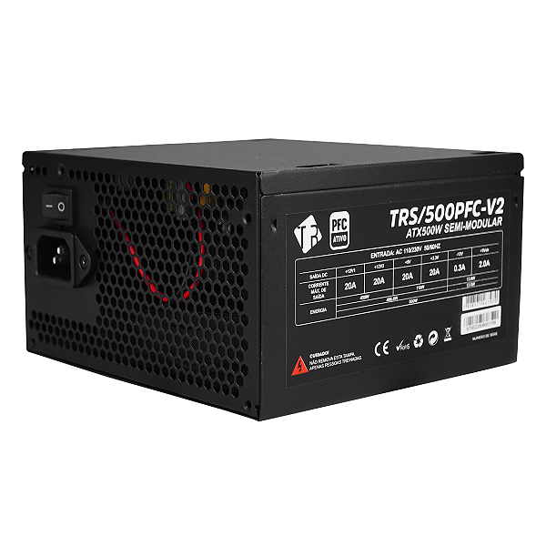 FONTE ATX 500W APFC TRONOS TRS/500PFC-V2 SMT 24 PINOS BOX