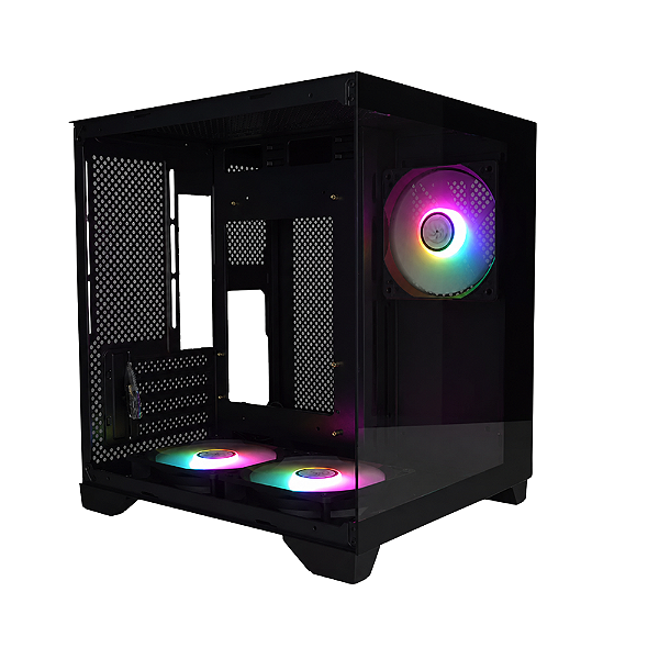 GAB. MATX BRAZILPC GAMER BPC-240 BLACK C/ 3 COOLER ARCO IRIS (2xUSB+1xUSB3.0+AUDIO) S/ FONTE BOX