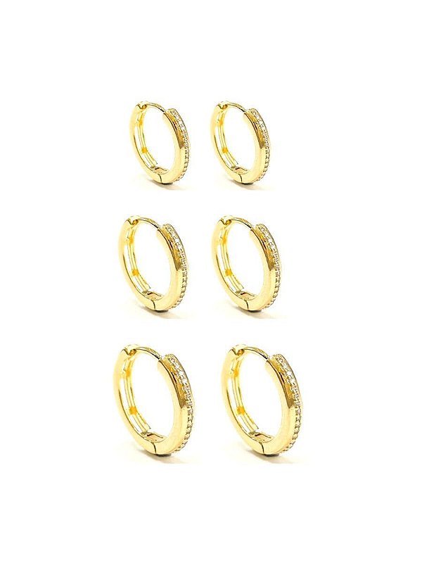 Kit de Brincos Argolinha Com Micro Zircônia Folheadas a Ouro 18k
