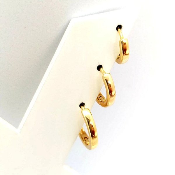 Kit de Brincos Argolinhas Grossinha Folheada a Ouro 18k
