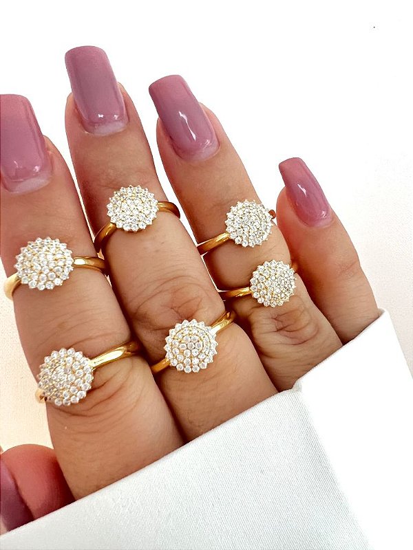 Anel Chuveirinho Mini Torre Cravejado de Zircônia